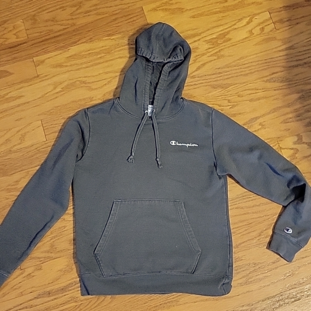 Champion Hoodie Sweatshirt Gray Mens Small